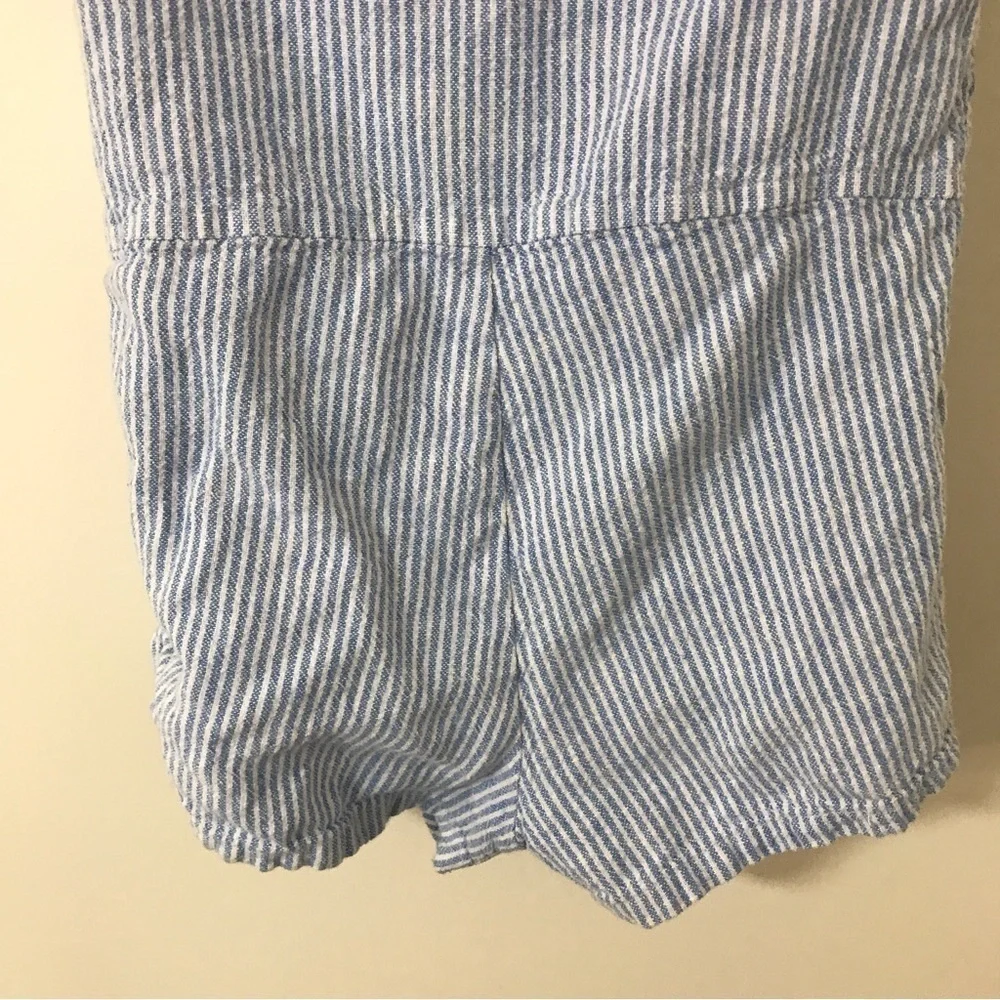 3/$15 Old navy toddler linen  blend blue and white stripe romper